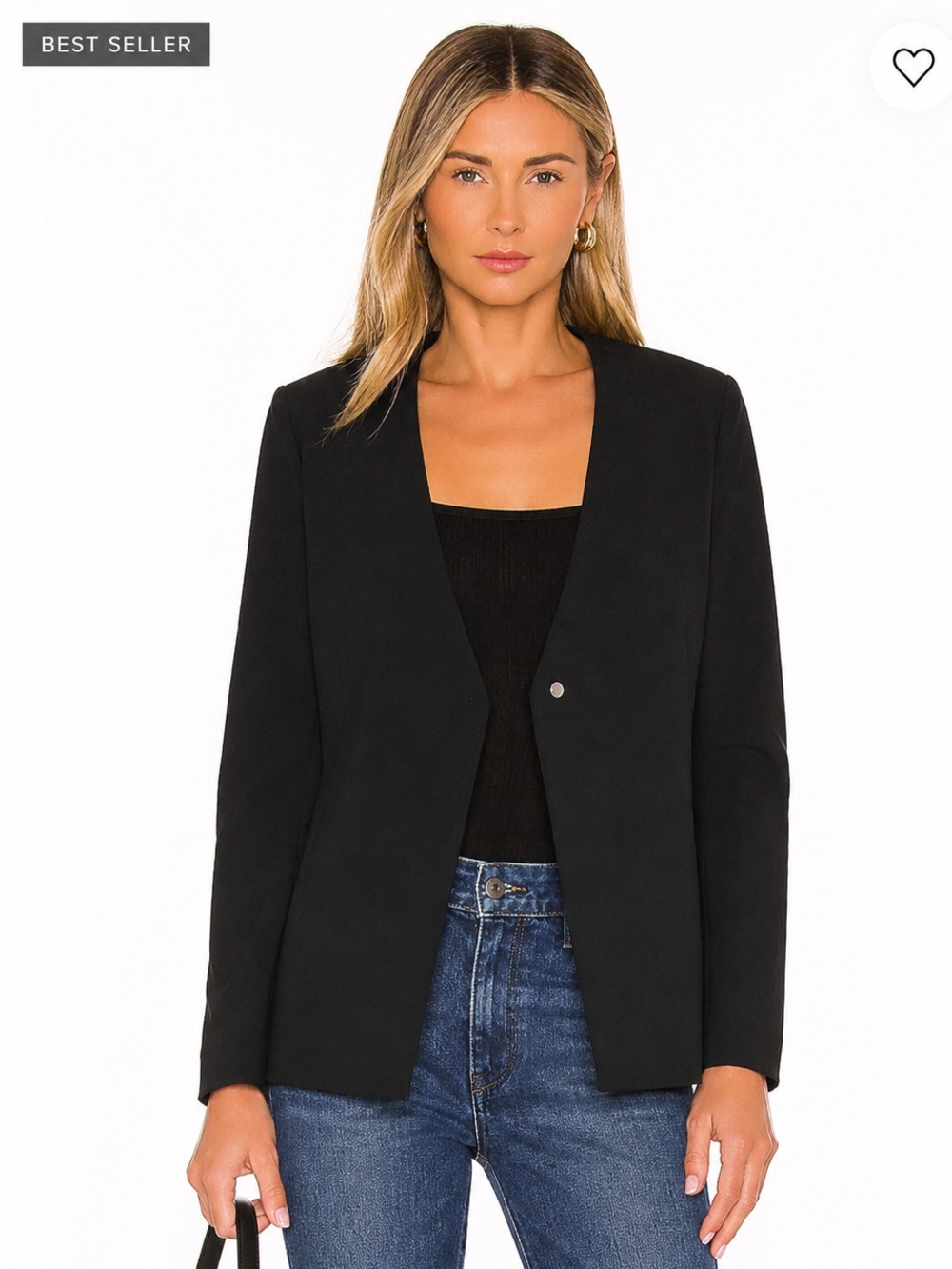 ADAY Strategy Black Minimalist Stretch Blazer Jacket Medium